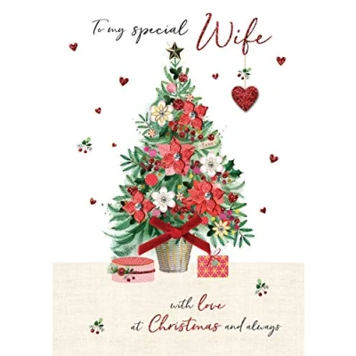 Image of Magnifique Wife Embellished Christmas Greeting Card Large Cards XMQ010