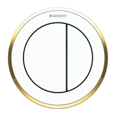 Image of Geberit Type 10 Pneumatic Dual Flush Button White / Gold Plated (116.055.KK.1)