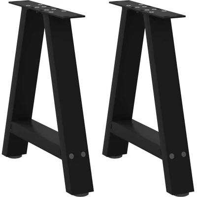 Image of vidaXL Coffee Table Legs A Shaped 2 pcs Black 50x(42 43) cm Steel