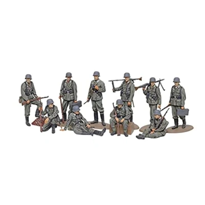 Image of TAMIYA Military 32602 1:48 Figure Set German Infantry (10) Faithful Replica, Plastic Kit, Crafts, Model Assembly, Unpainted, Multi Coloured