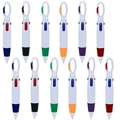 Image of FANTESI 24 Pack Shuttle Pens, 4 in 1 Retractable Multicolor Pens Ballpoint with Buckle Keychain on Top for Office School Supplies