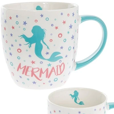 Image of &quot;Mermaid&quot; Pastel Pink &amp; Sea Blue Novelty Fantasy Fine China Sentimental Mug with Presentation Box Great for Mum, Wife, Girlfriend, Daughter, Granddaughter, Sister
