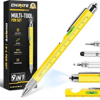 Image of Chipate Gifts for Men, 9 in 1 Multi Tool Pen, Stocking Fillers Mens Christmas, Birthday Him, Men Who Have Everything, Gadgets Gifts, Secret Santa
