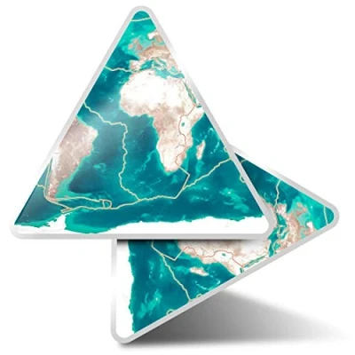 Image of 2 x Triangle Stickers 7.5cm Tectonic Plates Volcano Earthquake Zones Fun Decals for Laptops,Tablets,Luggage,Scrap Booking,Fridges #46353