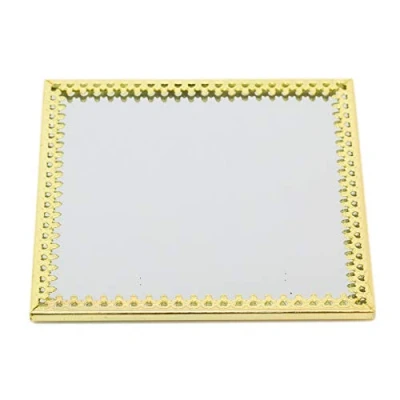 Image of Carousel Home Gifts 10cm Decorative Mirror Glass Display Plate Mirrored Candle Tray Gold Coaster Square