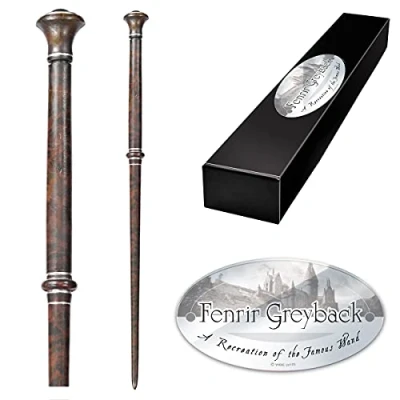 Image of The Noble Collection Fenrir Greyback Character Wand 14in (35cm) Wizarding World With Name Tag Harry Potter Film Set Movie Props Wands