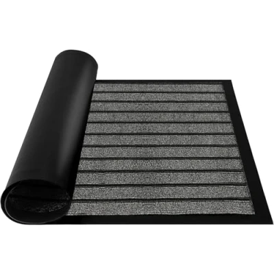 Image of Hafaa Door Mat 50x80 Cm, Indoor &amp; Outdoor Heavy Duty Rubber Mats Dirt Trapper Non Slip Washable Barrier Floor Entrance Rug Shoes Scraper Super Absorbent Front Doormats Rug, Grey