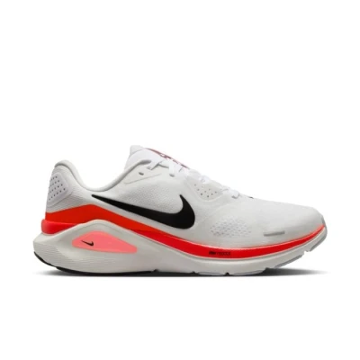 Image of Nike Performance Structure 26 Road running shoes, Men&#039;s, Size: 10.5, White/black/bright crimson/photon dust/wolf grey shoes