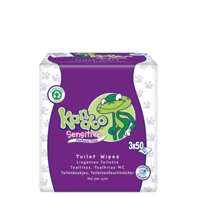 Image of Kandoo Sensitive Flushable Moist Toilet Tissues, 3 x 50 Wipes (Total 150 Wipes), Biodegradable, Training Wet Fragrance Free for Skin, Toddler Wipes, Multipack