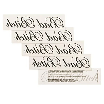 Image of 5 x&quot;Bad Bitch&quot; small Tattoo Lettering in black Sexy Kinky BDSM Fetish (5)