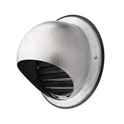 Image of calimaero® KWG Stainless Steel Ventilation Grille 100mm, 4 inch Cowled Air Vent Covers, Built in Insect Screen, Very Weather Resistant, Extractor Fan Cover, Robust, Rustproof