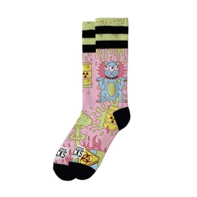 Image of American Socks Radioactive Printed Mid Leg Socks, Moisture Protection, Designed for Action and Comfort High Height, Radioactive, L XL Alto