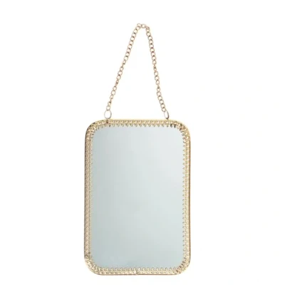 Image of Rectangular, gold tone Hanging mirror (15.5cm x 10.5cm)