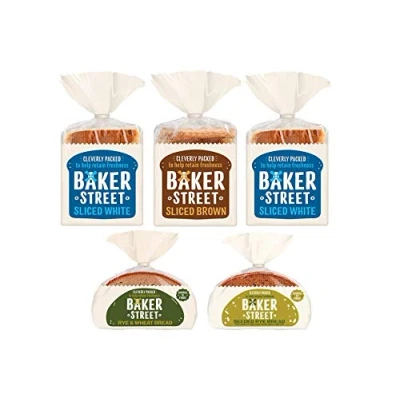 Image of Baker Street Bread Assorted White, Brown, Rye Wheat, Seeded Pack of 5