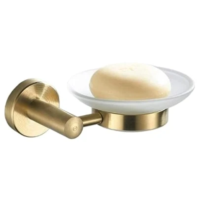 Image of Wall Mounted Shelf Shower Soap Dish Holder Gold Bathroom Brushed Stainless Steel Wash Hardware