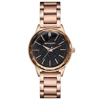 Image of RORIOS Fashion Analogue Quartz Watches Stainless Steel Band Starry Sky Dial Wrist for Girl/Women