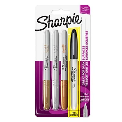 Image of Sharpie Fine Tip Permanent Marker Assorted Metallic Colours/Black (Pack of 4)