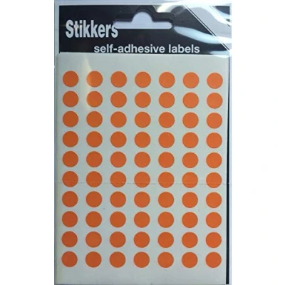 Image of 490 Orange 8mm Sticky Coloured Dots Easy Peel Self Adhesive Colour Coding Round Labels Circle Stickers