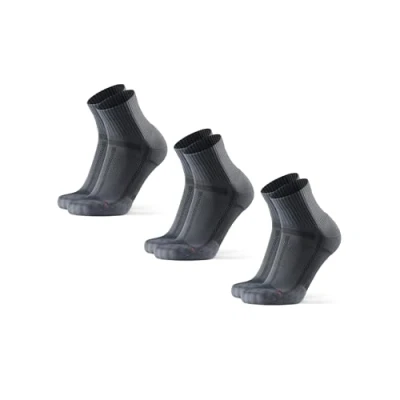 Image of DANISH ENDURANCE Cushioned Running Socks for Long Distances, Quarter Length, Anti Blister Men &amp; Women, 3 Pack, Grey/Black, 6 8