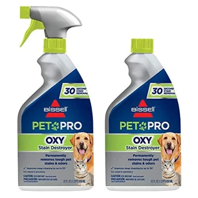 Image of Bissell PET PRO OXY Stain Destroyer for Carpet and Upholstery, 22 oz, 2 Pack, 17739, Fluid Ounces
