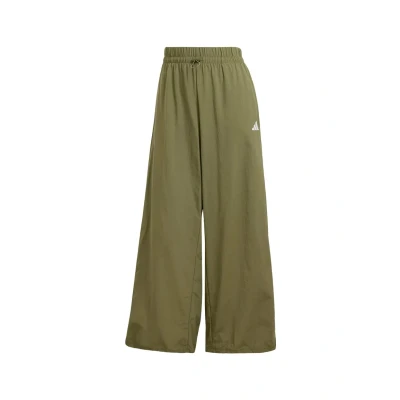Image of adidas Women&#039;s Essentials 3 Stripes Lifestyle Woven Parachute Pants, Olive Strata/White, S