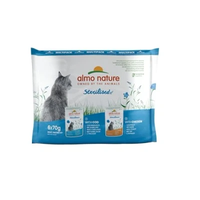 Image of almo nature Functional Sterilised Wet Cat Pouch Multipack 6x70g, clear