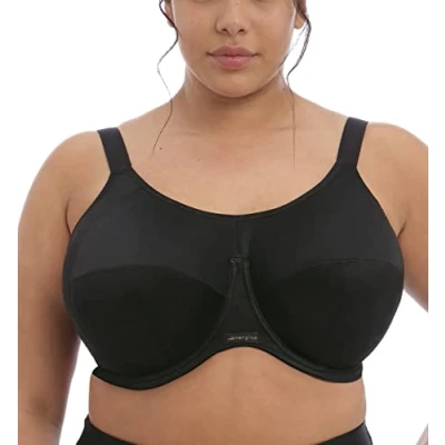 Image of Elomi womens Full Coverage Sport Sports Bra, Black, 44G
