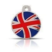 Image of Surrey Feed LARGE (32mm) PATRIOT UNION JACK FLAG DISC Engraved Dog/Horse/Pet ID NAME tag. A very durable pet PLEASE EMAIL US WITH ENGRAVING DETAILS WHEN PLACING YOUR ORDER.