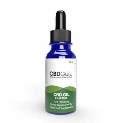 Image of CBD Guru Oil Drops 1000mg 10ml Fresh Mint Flavour Broad Spectrum 10% for Sleep &amp; Anxiety Support