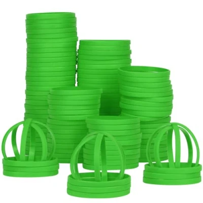 Image of LVNRIDS 100 PCS Silicone Wristbands Rubber Bracelets 8 inch Length Sports Elastic Wristband Bracelet Bulk Gifts for Men Women Teacher Student Party Green