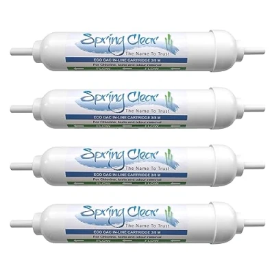 Image of SpringClear Water Gem Compatible in Line Filter Cartridge with 3/8&quot; Male Stem Universal Carbon for Fridge Dispenser and Ice Maker Scale Reduction Kitchen Tap (4 Pack)