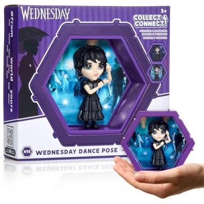 Image of WOW! PODS 4D Wednesday Addams School Dance Connectable Collectable Bobble head figure that Bursts from their World into Yours Wall or Shelf Display Toys and Gifts No. 495