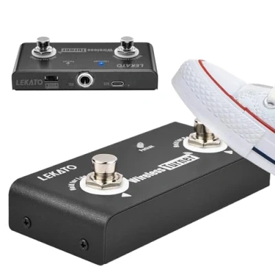 Image of LEKATO Wireless Page Turner Pedal External Tuner for Loop with Multi Loops Control and Smartphones Tablets Andriod System Free Your Hand