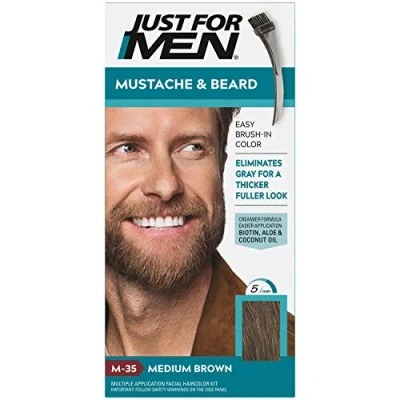 Image of JUST FOR MEN Color Gel Mustache &amp; Beard M 35 Medium Brown 1 Each (Pack of 4)