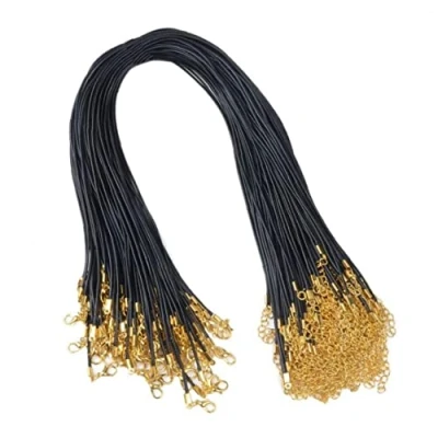 Image of Wax Cord Necklaces Chain 20pcs Braided Leather Rope Necklace with Golden Lobster for Diy Jewelry Making