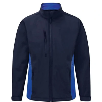 Image of ØRN Mens Workwear Sporty Two Tone Softshell Jacket, Breathable, Water Resistant, Machine Washable Avocet(4288), Navy/Royal, Medium