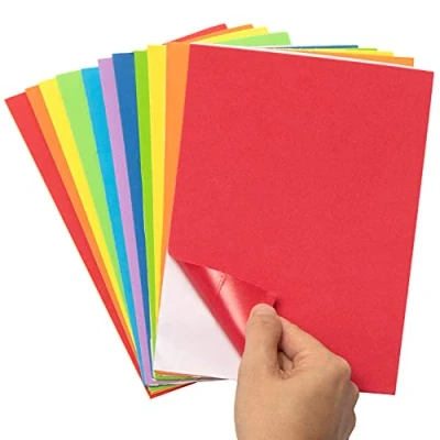 Image of Baker Ross AX950 Rainbow Self Adhesive Foam Sheets Pack of 24, Coloured Art Supplies for Kids Craft Making Activities