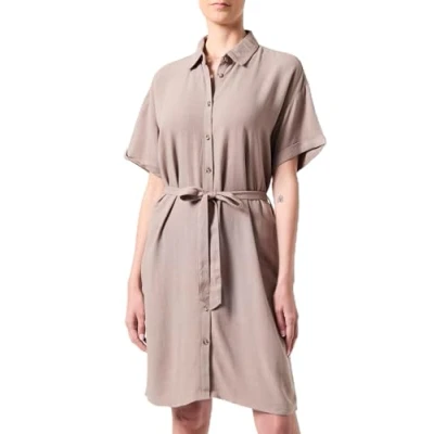 Image of PIECES Women&#039;s Pcvinsty SS Linen Shirt Dress Noos, Fossil, S
