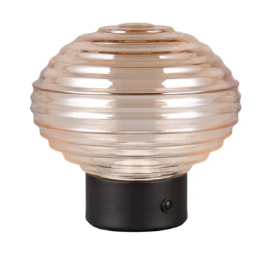 Image of RL LIVE YOUR LIGHT Reality Leuchten R57771113 Earl LED Table Lamp with 4 Touch Buttons 1.5 W Matt Black Metal and Amber Glass