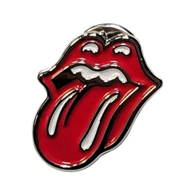 Image of The Rolling Stones Classic Tongue Silver Outline Pin Badge One Size