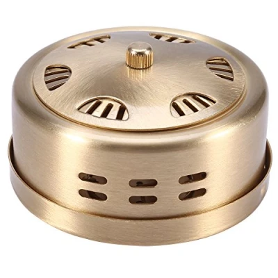 Image of ZJchao Thicken Copper Acupuncture Moxa Box Temperature Control Moxibustion Tank Health Care Portable Smokeless Mugwort Round Shape