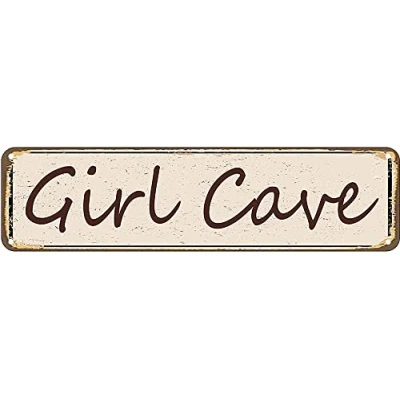 Image of Girl Cave Street Signs Aluminum Metal Plaque Rustic Tin Sign Retro Wall Decor 4x16 Inch