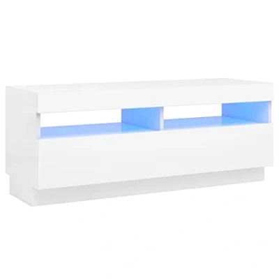 Image of vidaXL TV Cabinet with LED Lights Unit Stand Entertainment Centre HiFi Storage Lowboard Living Room Bedroom Furniture White