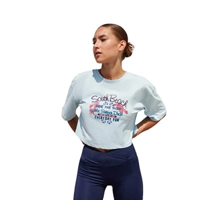 Image of Trendyol FeMan Regular fit Basic Crew Neck Knit T Shirt Light Blue