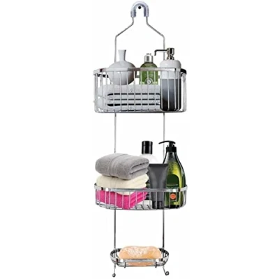Image of MantraRaj 3 Tier Shower Caddy Bathroom Hanging Storage Rack Shelf Stainless Steel Space for All Your Bath Essentials Organiser Shampoos, Gels, Creams And More
