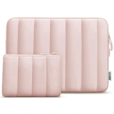 Image of TECOOL 15 15.6 Inch Laptop Bag Waterproof Case for Notebook Lenovo Thinkpad Ideapad HP Acer Dell Asus Chromebook, MacBook Pro 16 M4 M3 M2 Shockproof Protective Sleeve Pink