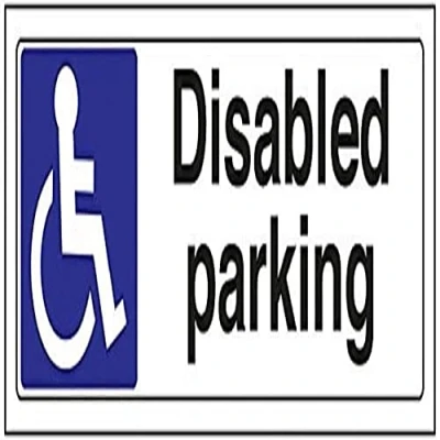 Image of V Safety Disabled Parking Sign 300mm x 100mm Self Adhesive Vinyl