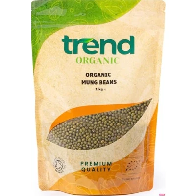Image of Trend Organic Mung Beans Ideal for Curries, Stir fries, and Soups., Rich in Protein, Dietary Fibre, Vitamins Minerals, Certified Organic, Vegan, Non GMO, No Perservatives or Additives, 1kg