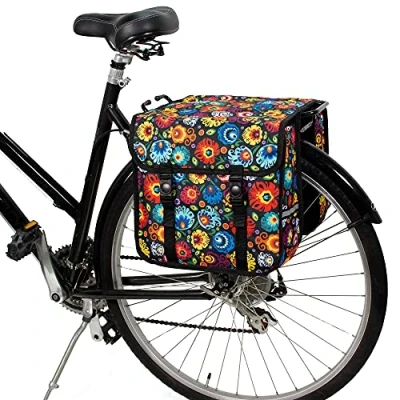 Image of BikyBag Classic CE Bicycle Double Panniers Bag Fashion Cycle Bike Women&#039;s Men&#039;s (Folklore Flowers)