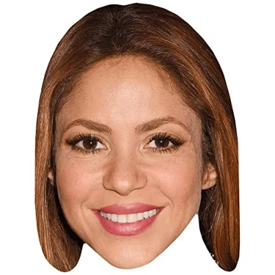 Image of Shakira (Hair Down) Celebrity Mask, Flat Card Face, Fancy Dress Mask